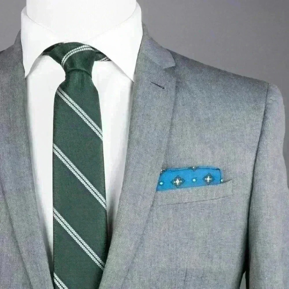Perry Ellis Portfolio Men's Green and Blue Double Stripe Neck Tie $45 - Picture 2 of 4